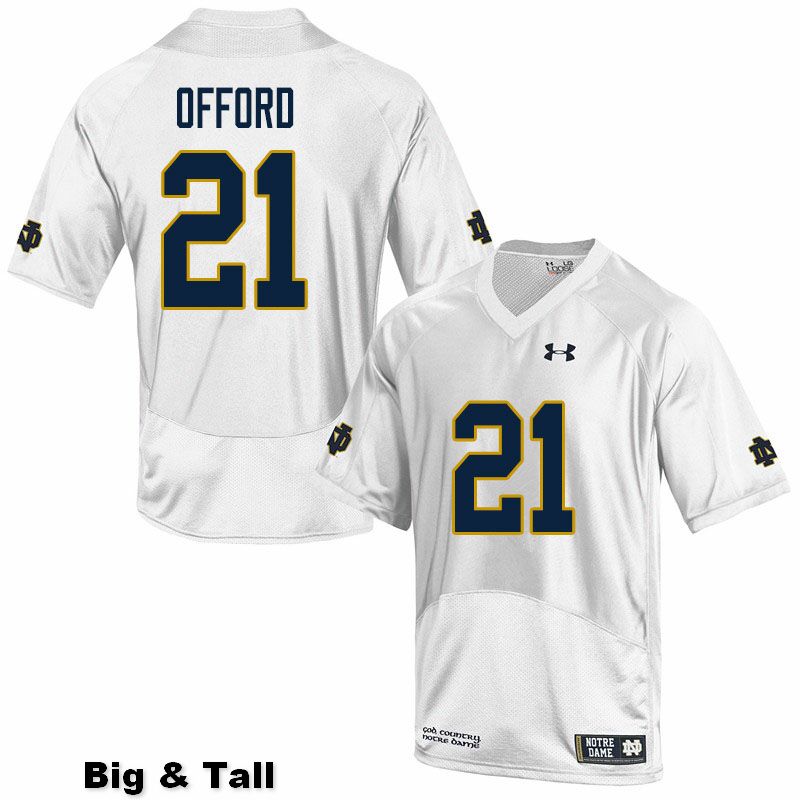 Men's NCAA Notre Dame Fighting Irish #21 Caleb Offord Stitched College Under Armour Authentic White Big & Tall Football Jersey WK10P78XJ